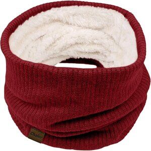 Women's Red Wine Scarf Winter Double-Layer Neck Warmer Knit Fleece Lined Circle